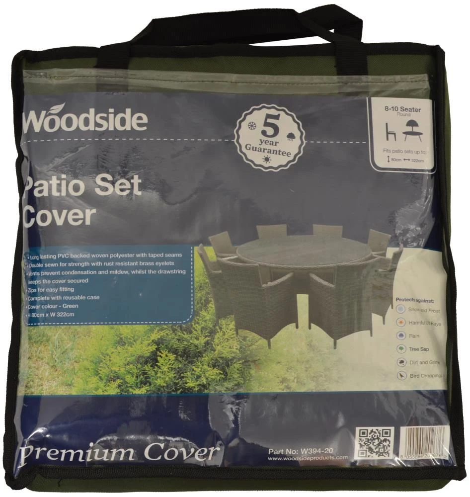 Woodside 8-10 Green Seater Round Garden Patio Furniture Set Waterproof Cover 4 Woodside 8-10 Green Seater Round Garden Patio Furniture Set Waterproof Cover - Image 2