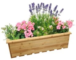 Woodside Reedham Stained Wooden Garden Trough Planter/Flower Trough Box, 95 Litres -Outdoor Living Shop QIRCISIJPW2