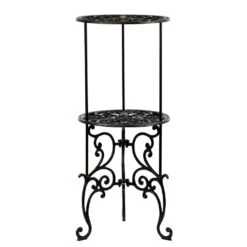 Woodside Heavy Duty Cast Iron Indoor/Outdoor Two Tier Plant Pot Display Stand -Outdoor Living Shop QY0WK1QCGKB