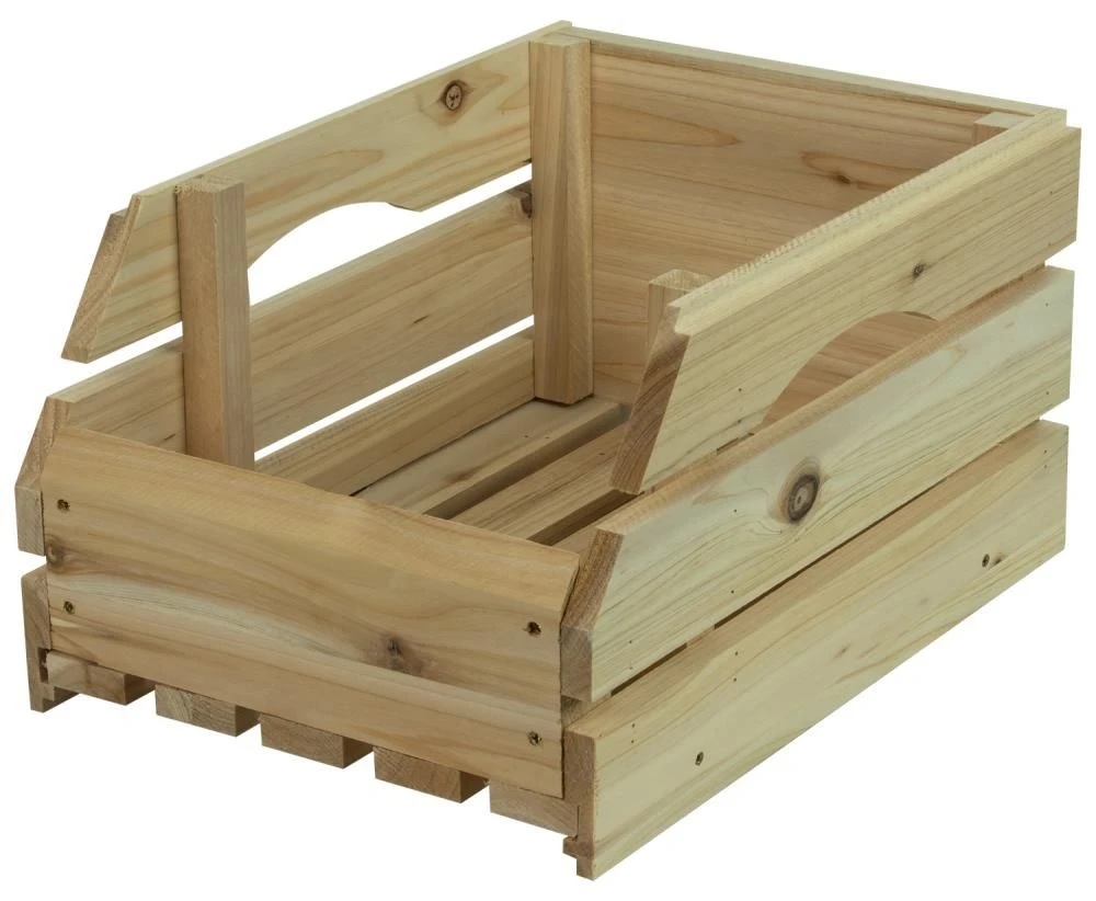 Woodside Wooden Storage Boxes/Stackable Crates With Handles For Fruit/Veg, Pack Of 3 5 Woodside Wooden Storage Boxes/Stackable Crates With Handles For Fruit/Veg, Pack Of 3 - Image 3