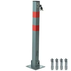 Hausen Folding Car Parking Barrier Post Vehicle Driveway Garage Security Bollard -Outdoor Living Shop RYA0CNZR5IX