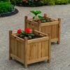Woodside Stanfield Square Wooden Planter, Pack Of 2