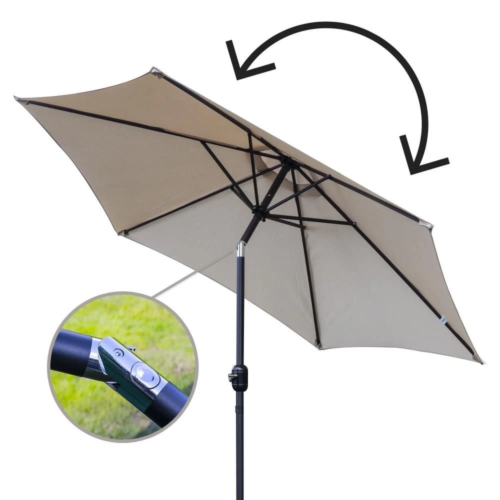 Woodside Large 2.7m Garden Parasol Umbrella With Winding Crank & Tilt Sand 8 Woodside Large 2.7m Garden Parasol Umbrella With Winding Crank & Tilt Sand - Image 6