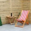 Woodside Traditional Folding Beach/Garden Wooden Deck Chair Seaside Lounger, Red/White -Outdoor Living Shop T3KJ12PHAIN
