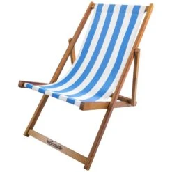 Woodside Traditional Folding Beach/Garden Wooden Deck Chair Seaside Lounger, Light Blue/White 8 Woodside Traditional Folding Beach/Garden Wooden Deck Chair Seaside Lounger, Light Blue/White -Outdoor Living Shop TJDULQ33S5H