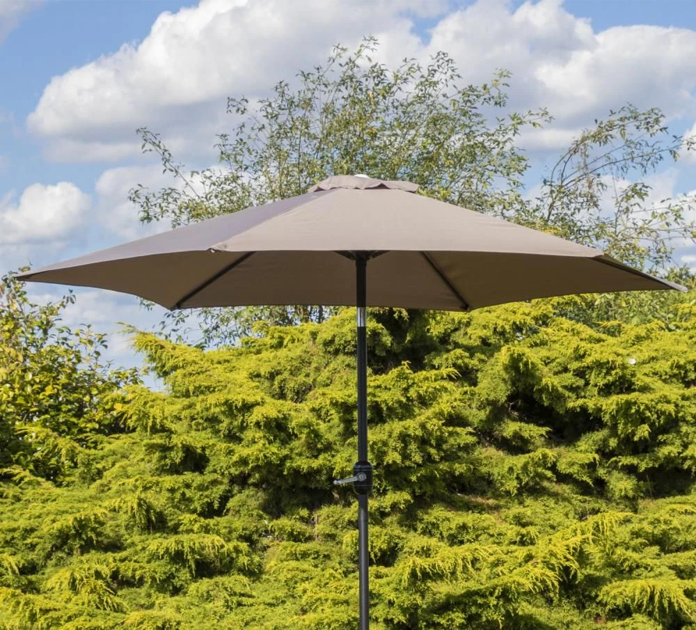 Woodside Large 2.7m Garden Parasol Umbrella With Winding Crank & Tilt Coffee 3 Woodside Large 2.7m Garden Parasol Umbrella With Winding Crank & Tilt Coffee - Image 2