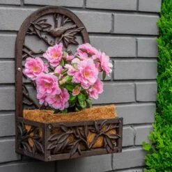 Woodside Cast Iron Wall Mounted Planter With Coco Liner - Design D -Outdoor Living Shop UMIP3MRKVKG