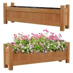 Woodside Aldeby Wooden Garden Trough Planter/Flower Container Box, Pack Of 2 -Outdoor Living Shop UNSGBWCQLXE
