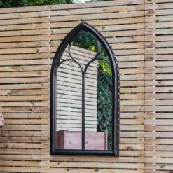 Woodside Falmer XL Decorative Arched Outdoor Garden Mirror, H: 112cm X W: 61cm -Outdoor Living Shop VBUL0S2ZL3D