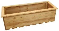 Woodside Reedham Stained Wooden Garden Trough Planter/Flower Trough Box, 95 Litres -Outdoor Living Shop VHZWJD4XUVD