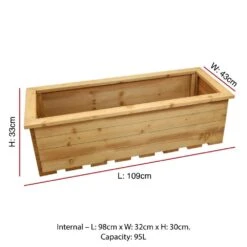 Woodside Reedham Stained Wooden Garden Trough Planter/Flower Trough Box, 95 Litres -Outdoor Living Shop VNFB2MLMXF2