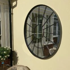 Woodside Bainton XL Decorative Round Outdoor Garden Mirror, Diameter: 100cm -Outdoor Living Shop VUAVAGK1UUJ