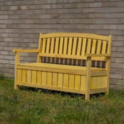 Woodside Hunsett 2 Seater Garden Patio Bench, Outdoor Wooden Loveseat With Storage