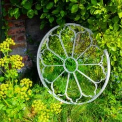 Woodside Upton Large Decorative Round Outdoor Garden Mirror, Diameter: 80cm -Outdoor Living Shop VZ2ISAWEYZT