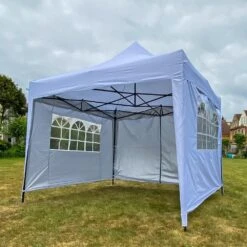 Woodside Pop Up 3m X 3m Garden Gazebo, Waterproof Garden Marquee, Pure White -Outdoor Living Shop WARSRGYQ4ZF