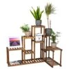 Woodside Bradwell Carbonized 5 Tier Corner Wooden Plant Display Stand Flower Rack -Outdoor Living Shop WJYRP0UTVK5