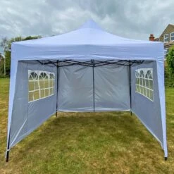 Woodside Pop Up 3m X 3m Garden Gazebo, Waterproof Garden Marquee, Pure White -Outdoor Living Shop YNW34TLE4P3