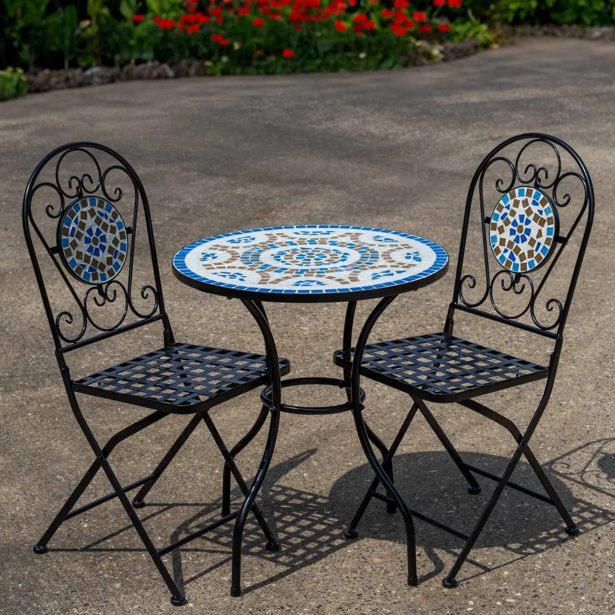 Woodside Postwick Mosaic Garden Table And Folding Chair Set Outdoor Dining Furniture 4 Woodside Postwick Mosaic Garden Table And Folding Chair Set Outdoor Dining Furniture - Image 2