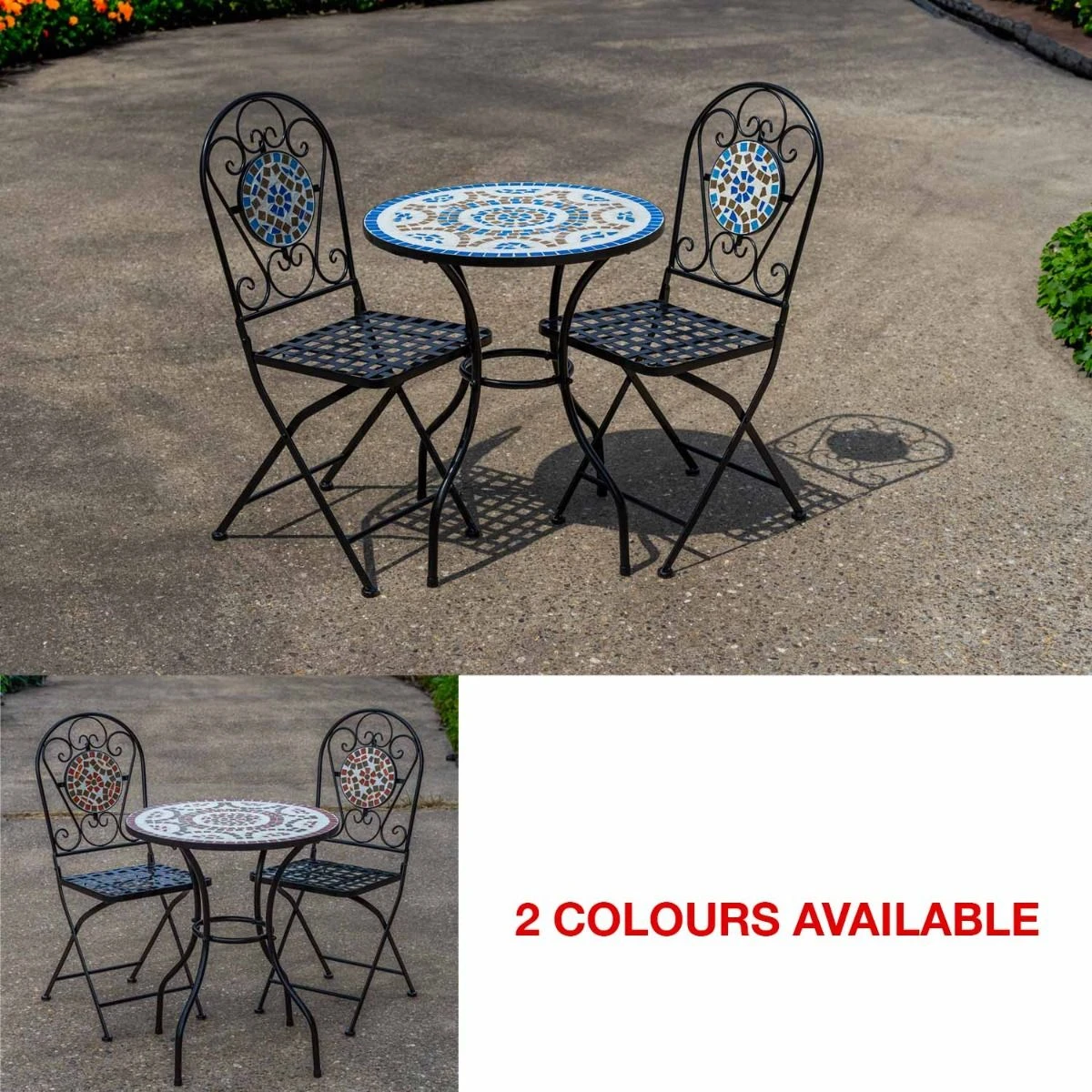 Woodside Postwick Mosaic Garden Table And Folding Chair Set Outdoor Dining Furniture 3 Woodside Postwick Mosaic Garden Table And Folding Chair Set Outdoor Dining Furniture
